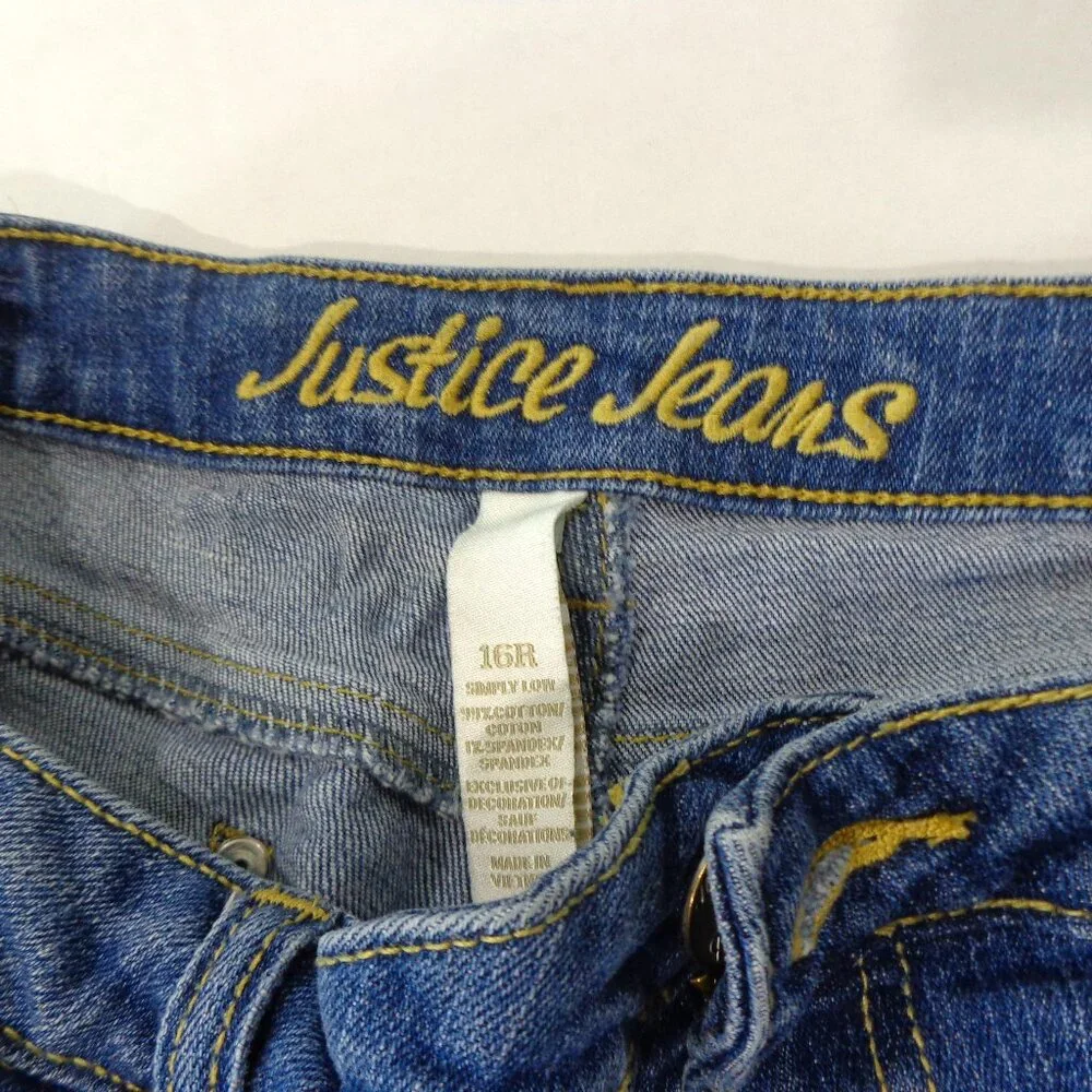Girls Justice Jeans Shorts Stretch Denim Med Wash Distressed Junior‎ Size 16R